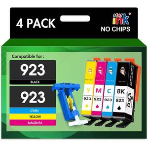 lot 20206 image: 923 Ink Cartridges Combo Pack Replacement for HP 923 Ink Cartridges for HP Printers Work for HP OfficeJet Pro 8130e OfficeJet Pro 8135e 8125e 8138e 8122e 8139e 8120e Printer Ink Without Chip,4 Packs