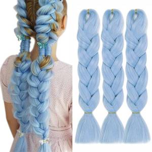 lot 20209 image: Baby Blue Braiding Hair Extensions Pre stretched Braid in Hair Extensions Synthetic Fake Hair 24inch 3Packs # Baby Blue