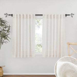 lot 20212 image: RYB HOME Linen Sheer Curtains - Faux Linen Semi Transparent Window Drapes Privacy UV Protection Short Curtains for Living Room, Home Office, Car, Kitchen, 52 Wide by 36 Long inches, 2 Pcs