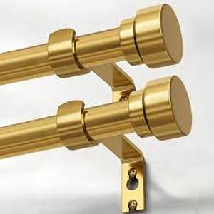 lot 1789 image: Lootkell 2 Pack Warm Gold Curtain Rods for Windows 28 to 48 Adjustable Length Heavy Duty 1 Diameter Brass Window Curtain Rod with Solid Metal Finials for Outdoor Farmhouse Bedroom Kitchen Living Room
