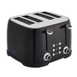lot 1798 image: Amazon Basics 4 Slice Toaster, 6 Browning Settings, Removable Crumb Tray, Bagel and Defrost Function, Cancel Button, 1600W, Black