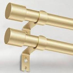 lot 1801 image: IFELS Adjustable Curtain Rod Gold 30-120 Inch 1 Inch Diameter