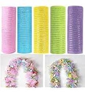 lot 1818 image: JStnana 5 Rolls Easter Mesh Ribbon for Wreath, 10 Inch x 30FT Per Roll Metallic Foil Deco Mesh Rolls Light Pink Blue Yellow Green Purple Decorative Mesh for Spring Easter Baby Shower Party Decor