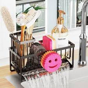 lot 1820 image: Sponge Holder for Kitchen Sink,Smiley Face Sink Caddy with Removable Brush Holder,Self-Draining Sponge Caddy for Sponge,Soap,Dish Brush,Scrubber,Kitchen Essentials and Gadgets