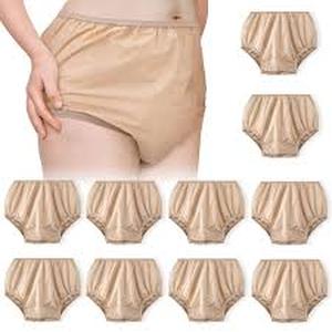 lot 2314 image: Vinsatin 10 Pcs Adult Plastic Diaper Cover Pull-On Cover Plastic Pants Reusable Incontinence Waterproof Pants(XX-Large,Beige)