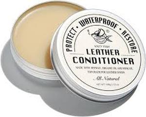 lot 2318 image: SALTY FISH All-Natural Leather Conditioner and Cleaner,Made with Mink Oil Beeswax,Protect Soften Waterproof Leather Furniture,Car Seats,Shoes,Boots,Bags (3.53 Oz)
