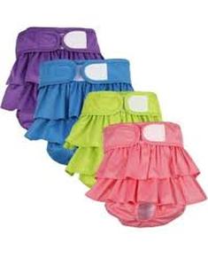 lot 2325 image: Chenkaiyang 4 Pack Dog Diapers Female Washable Dog Diapers Reusable Puppy Diapers Highly Absorbent Comfortable Doggy Diapers for Dogs in Heat or Excitable Urination(L Candy Color)