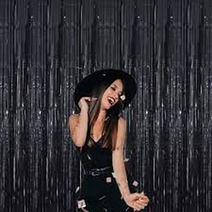 lot 2327 image: GOER 3.2 ft x 9.8 ft Black Photo Backdrop Party Streamers for Halloween,Birthday Party,1 Pack Black Metallic Tinsel Foil Fringe Curtains Party Decorations Wedding Decor
