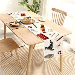 lot 2332 image: Preboun 1 Pcs Footprint Map Magical Wizard Table Runner Wizard Party Decorations Linen Vintage Birthday Party Table Runner Decor for Home Dining Room Kitchen