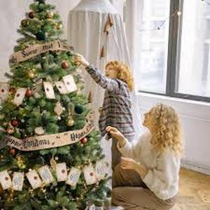 lot 2339 image: Mizelu 2 Set 62x 4 Christmas Tree Burlap Ribbon Garland, Wizard Burlap Ribbon Tree Decoration with 2 String Letter Cards, Xmas Rustic Burlaps Ribbons Decor for Christmas Hanging Home DIY Craft