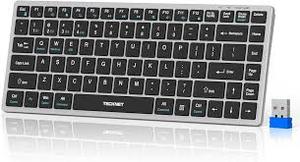 lot 2344 image: TECKNET Bluetooth Keyboard Rechargeable, 4-Device (2.4G3BT) Wireless Keyboard, Ultra-Slim Quiet Typing, 14 Hotkeys Computer Keyboard for PCLaptopSmart TVTabletiPad