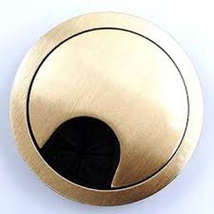 lot 2355 image: JETLAND Desk Grommet for Wire Organizer - Brushed Golden, Fits 2 Hole, GBG53, 2-Pack