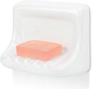 lot 3432 image: OTHIX Shower Soap Holder & Ceramic Soap Dish for Shower Wall Fits 4x4 Inch Tile Walls, Heavy-Duty Soap Tray with Drainage Slope for Bathroom, Easy Install, No-Slip, White