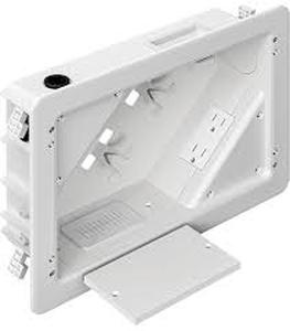 lot 3436 image: in-Wall TV Box with Flange for Home Theater Installation, 11.9 x 8.4 Cord Hider for Wall Mounted TV, with 2 Outlets, Cable Bracket, LV Cable & 1-12 ENT Entrance, Ideal for New or Retrofit Job