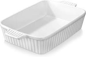 lot 3448 image: MALACASA 4.4 QT Baking Dish, 9x13 Large Casserole Dish for Oven, Ceramic Baking Pan, Rectangular Lasagna Pan Deep with Handles for Baking, Durable Microwave Oven Safe, Wedding Gift,White, Series BAKE-BAKE