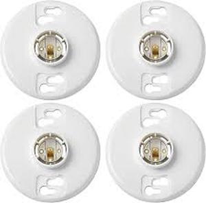 lot 4008 image: Saysurey 4 Pcs E26 Medium Base Ceiling Lamp Holder Keyless Light Sockets White Bulb Socket Incandescent Fluorescent CFL Lamp Holder 660w 250v (Phenolic Resin)