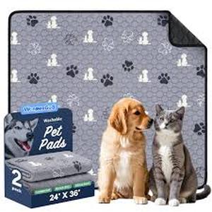 lot 4010 image: WanpeeGoo Washable Pee Pads for Dogs Mat, 2 Pack Absorbent Reusable Training Dog Pads Pet Puppy Pads, Non-Slip Potty Pads for Whelping, Playpen, Crate, Bed, Grey 24x36
