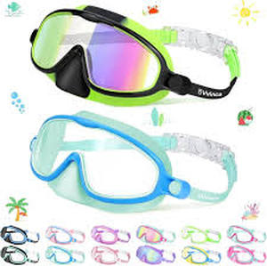lot 4020 image: Goggles for kids Swimming 2 Pack No Leaking Anti-Fog Outer Eye Fit with Wide View UV Protection Crystal Clear Watertight Swim Goggles with nose cover Suitable for Children Youth Boys Girls Age 3 to 14