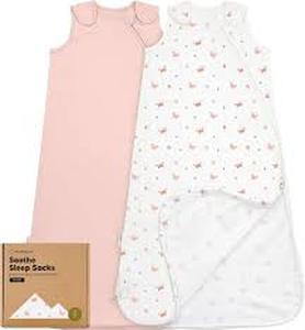 lot 4029 image: 2-Pack Organic Baby Sleep Sacks, 100% Cotton - Soft & Breathable 0.5TOG Baby Wearable Blanket, Toddler Sleeping Sack 18-24 months, Easy to Wear Transitional Swaddles for Newborns (Butterflies, L)
