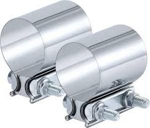 lot 4036 image: Vitonsbay 2.5 Inch Exhaust Clamp, 2 12 Inch Butt Joint Exhaust Pipe Muffler Band Clamp Sleeve Coupler Stainless Steel(2Pcs)