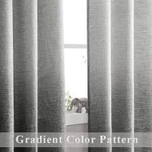 lot 4063 image: Central Park Ombre Rayon Blend Heavy Linen Texture Window Curtain Panel 6 Grommets Top Gradient Cream White to Gray Window Drapes Treatment for Living RoomBedroom, Set of 2, 40 x 108 Each