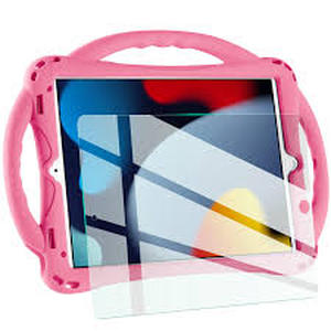 lot 4089 image: TopEsct Kids Case for iPad 10.2 inch - Shockproof Silicone Cover with Tempered Glass Screen Protector and Strap - Compatible with iPad 9th8th7th Gen (2021) (Pink)