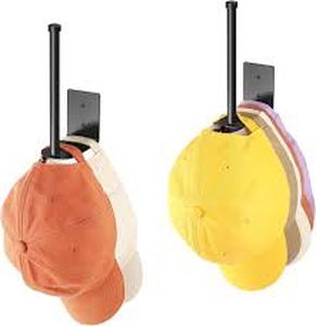 lot 4101 image: Durmmur 2 Pack Hat Racks for Baseball Caps, Stainless Steel Hat Organizer for Baseball Cap, Hat Holder Storage Organizer, Hat Hanger Strong AdhesiveWall Drilled for Door, Bedroom, Closet(Black 6 in)