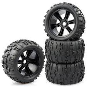 lot 5495 image: Aimrock 17mm Hex Wheels and Tires RC Truck Tire and Rims wFoam Inserts for 18 Kraton 110 Maxx E-Revo, 4PCS used
