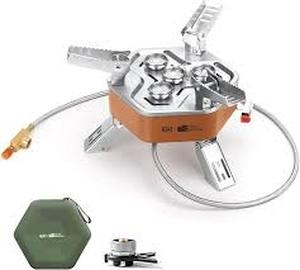 lot 6272 image: AIROKA 12800W Collapsible Portable Butane Camping Stove with Carrying Case,Electronic Ignition,Mini Stove for Outdoor Camping, Hiking, Hiking and Picnicking (Dark brown)