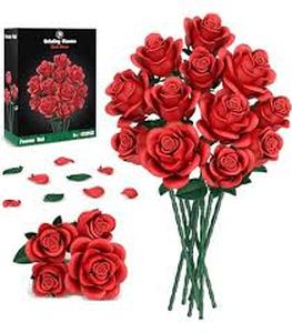 lot 6278 image: Mothers Day Red Roses Bouquet Building Set, 12 Forever Roses Flowers Bouquet, Compatible with Lego Rose Flowers, Valentines Day for Girlfriend Her Mom Wife open box bulk LEGO compatible bricks only