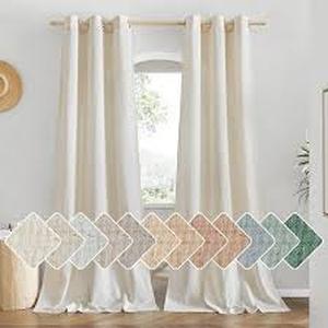 lot 6304 image: NICETOWN Natural Linen Semi Sheer Doorway Curtains, Grommet Top Thick Flax Semi Sheer Vertical Drapes Privacy Assured with Light Filtering for BedroomLiving Room, W55 x L80, 2 Panels