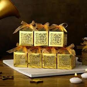 lot 6306 image: ReliThick 50 Pcs Ramadan Eid Mubarak Candy Box Set Ramadan Gift Boxes with Ribbons Muslim Party Favor Boxes Paper Thank You Gift Box for Eid Islamic Party Birthday Decorations(Star)