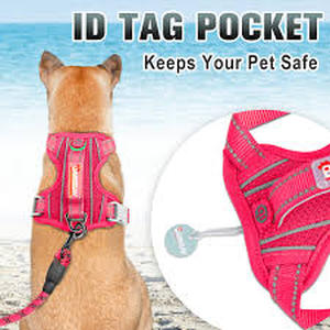 lot 6310 image: BARKBAY No Pull Dog Harness Large Reflective Dog Harness with Front Clip and Easy Control Handle for Walking Training Running with ID tag Pocket(Pink,L)