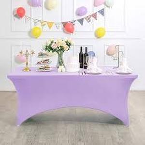 lot 6311 image: FORLIFE Spandex Table Covers��Fitted Tablecloth for Rectangular Tables, Stretch Patio Table Covers, Universal Spandex Table Cover for Wedding, Banquet, Party (8ft, Lavender)