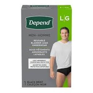 lot 6320 image: Depend Mens Reusable Bladder Leak Underwear Large Black