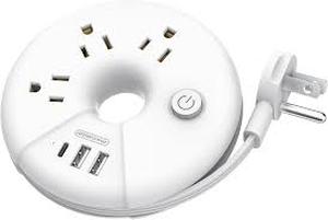 lot 6344 image: Travel Power Strip, NTONPOWER 3 Outlets 3 USB(1 USB C) Cruise Approved Power Strip, Short Extension Cord 3ft, Travel Essentials for Home, Hotels, Cruise Ship, Vacation, White, i-Donut