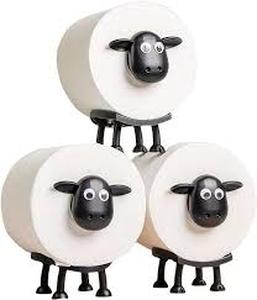 lot 6367 image: A3-Pack Sheep Toilet Paper Roll Holder Set, OPP Packaging - Cute Bathroom Organizer with Adorable Design