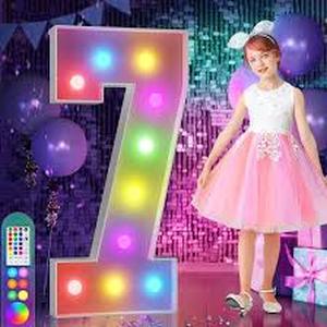 lot 6374 image: imprsv 4FT Marquee Numbers,DIY Light Up Numbers for 7th Birthday Decorations, Party Party Decorations,Anniversary Party Decor,Mosaic Number for Balloons Number 7,Pre-Cut Foam Board Kit