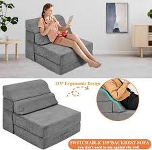 lot 9434 image: LitaiL Comfy Foldable Sofa Bed - Folding Single Sofa Bed for Adults, Convertible Sleeper Sofa Fold Out Sleeper Chair Couch for Living Room Bedroom Guest, Floor Chair Lounger Mattress with Back Support