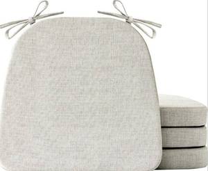 lot 11888 image: IASEAHK Chair Cushions for Dining Chairs Set of 4, Non Slip Kitchen Chair Pads, 17 x 16 x 2, Indoor Dining Chair Cushions with Ties, D-Shaped Seat Cushions for Kitchen Chairs, Beige