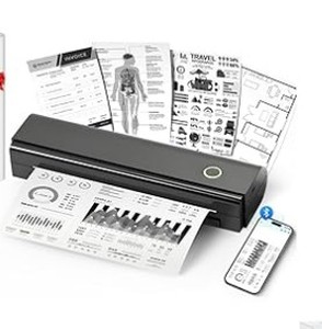 lot 11893 image: NDYIN Portable Printers Wireless for Travel, N80 Wireless Thermal Printer Bluetooth Inkless Printer Support 8.5 X 11 US Letter & A4, Compatible with iOS, Android, Laptop