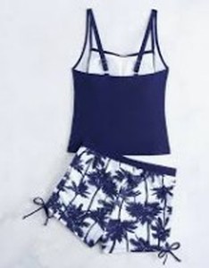 lot 10008 image: Womens Blue Two Piece Swimsuit with Palm Tree Print