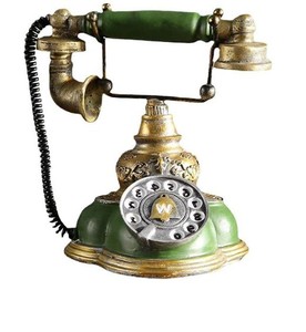 lot 11862 image: Amosfun Retro Rotary Dial Desk Telephone Resin Vintage Rotary Dial Landline Phones Home Office Decoration Supply