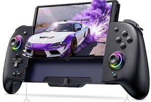 lot 11865 image: Spican Switch Controllers for Nintendo SwitchOLED Controller, Full-Size Switch Joy-pad for Better Handheld Mode, Switch Accessories Wireless Pro Controller with RGB LightBatteryTurboMacro4 Game Slot