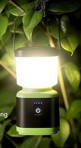 lot 11871 image: AlpsWolf Camping Lantern Rechargeable, Stepless Dimming LED Lantern, 4000mAh Rechargeable Lantern for Power Outages, IPX4 Waterproof Portable Camping Light, Green 1 Pack