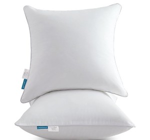 lot 11872 image: Oubonun 24x24 Square Pillow Inserts (Set of 2) - 100% Cotton Cover - Decorative Interior Sofa Pillow Pair - White