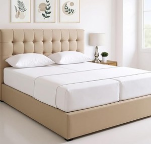 lot 11878 image: THREAD SPREAD 100% Egyptian Cotton Split King Sheets Sets for Adjustable Bed - 1500 Series Split Top King Sheets (5 PC, White), Silky Soft, Sateen Weave, Cooling & Breathable, 17 Deep Pocket Bed Set