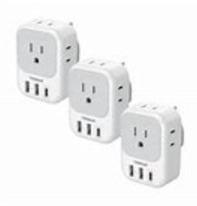 lot 12185 image: Type G Adapter for Travel 3 Pack, TESSAN US to UK Plug Adapter with 4 Outlets 3 USB Ports (1 USB C 20W), Ireland Power Adaptor for USA to England London Scotland Dubai Singapore Hong Kong British UAE