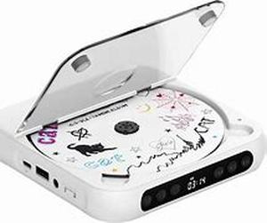 lot 12189 image: ENVYCLOUD CD Player Portable with Dual Stereo Speakers, Rechargeable Portable CD Player with Bluetooth for Home with Headphones, Support CDAUXUSB, White