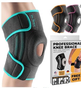 lot 12195 image: DR. BRACE ELITE Knee Brace with Side Stabilizers & Patella Gel Pads for Maximum Knee Pain Support and fast recovery for men and women-Please Check How To Size Video (Earth, Small)